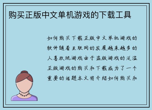 购买正版中文单机游戏的下载工具